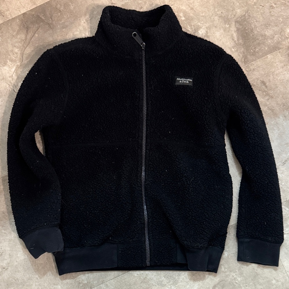 Abercrombie & Fitch Kids Black Fleece Zip up fleece sweater